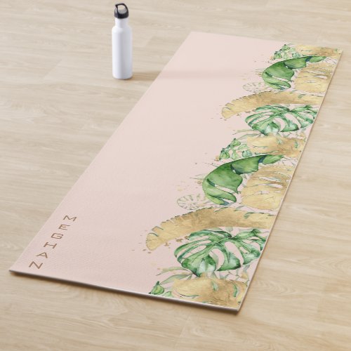 tropical golden foliage Monogram Yoga Mat