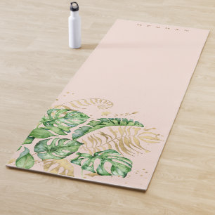 tropical golden foliage Monogram Yoga Mat