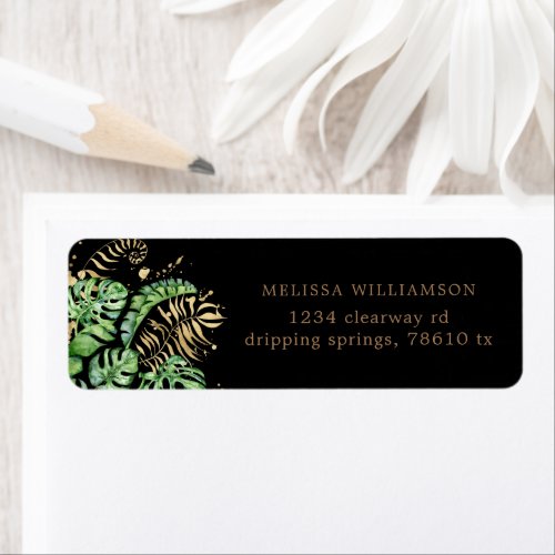 Tropical Golden Foliage Return Address Label