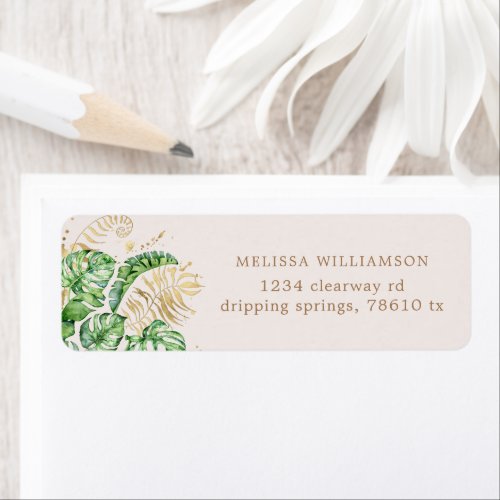 Tropical Golden Foliage Return Address Label