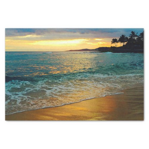 Tropical Golden Hawaiian Beach Tissue Paper