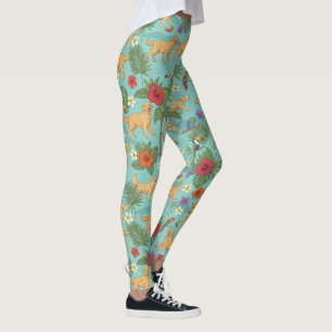 Tropical Golden Retriever Beach Vibes Leggings