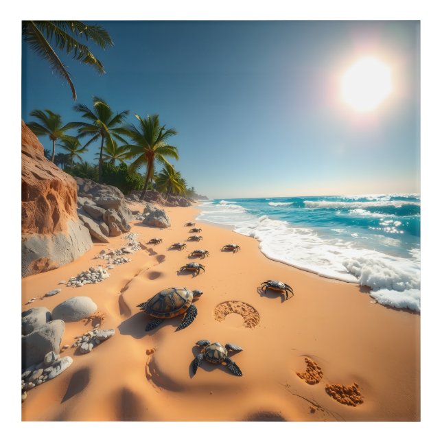 Tropical Golden Shell Beach Chic Acrylic Print (Front)