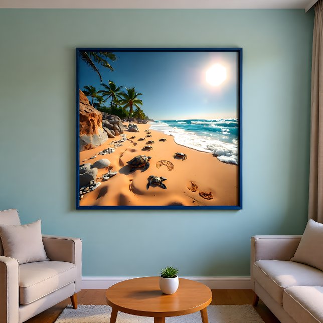 Tropical Golden Shell Beach Chic Faux Canvas Print (Creator Uploaded)