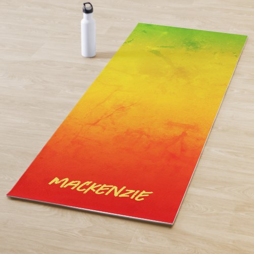 Tropical Gradient Grunge with Your Name Yoga Mat