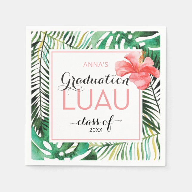 Tropical Graduation Luau Party Napkins (Front)