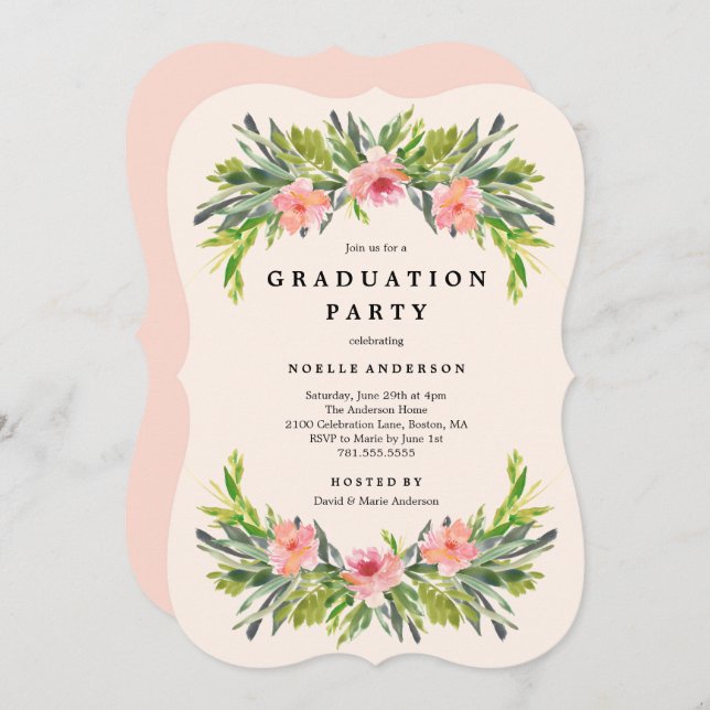 Tropical Graduation Party Invitation (Front/Back)