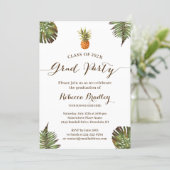 Tropical Graduation Party Luau Pineapple Leaves Invitation (Standing Front)