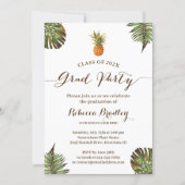 Tropical Graduation Party Luau Pineapple Leaves Invitation (Front)