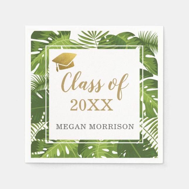 Tropical graduation Party personalized napkins (Front)