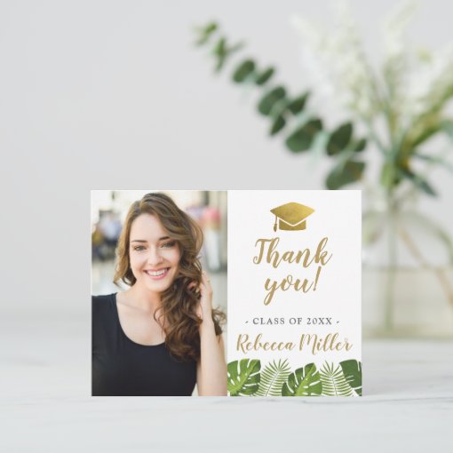 Tropical Graduation Thank you Photo Postcard | Zazzle