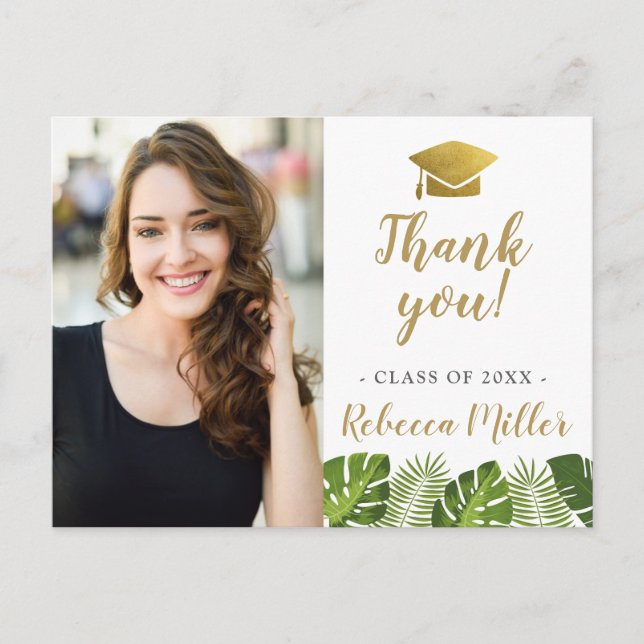 Tropical Graduation Thank you Photo Postcard (Front)