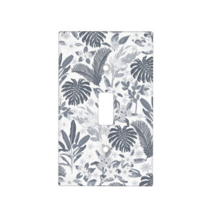 Tropical Gray Floral Greenery Light Switch Cover
