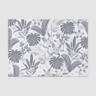 Tropical Gray Floral Greenery Tissue Paper