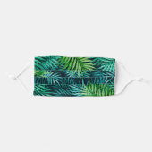 Tropical Green And Blue Botanical Palm Leaves Adult Cloth Face Mask (Front, Folded)