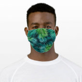 Tropical Green And Blue Botanical Palm Leaves Adult Cloth Face Mask (Worn)