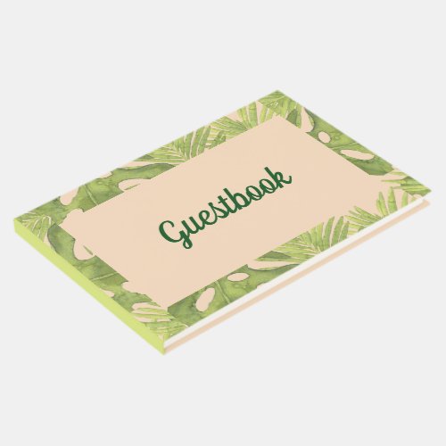 Tropical Green and Blush Wedding Guest Book