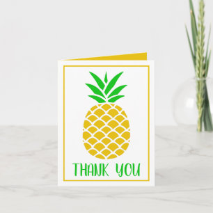 Tropical Green and Gold Pineapple Personalized Thank You Card