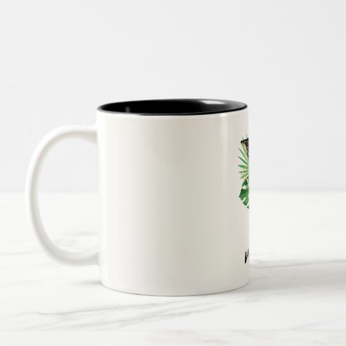 Tropical Green and Gold V Monogram Two_Tone Coffee Mug