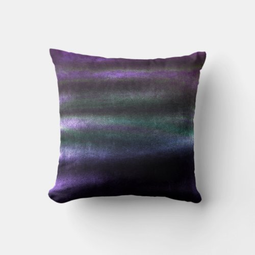 Tropical Green Aquatic Purple Stripes Lines Velvet Throw Pillow