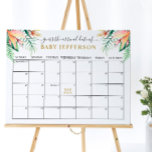 Tropical Green Baby Shower Guess Due Date Calendar Poster at Zazzle