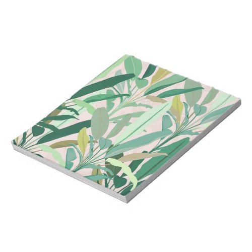 Tropical Green Banana Leaves Pink Pattern Notepad