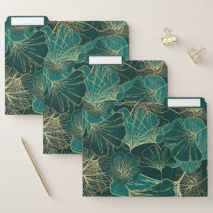 Tropical Green-Blue Leaves File Folder