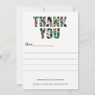 Tropical Green Botanical Full Photo Thank You Card