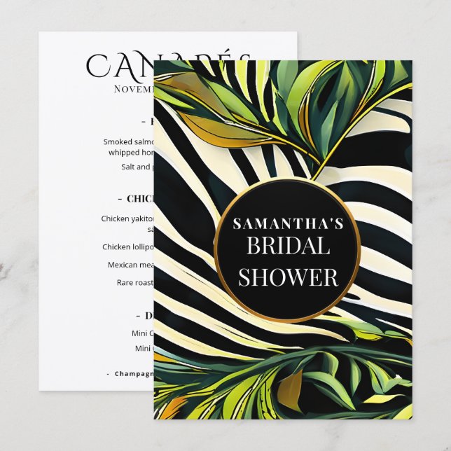 Tropical Green Botanical Menu Modern Elegant Desig (Front/Back)