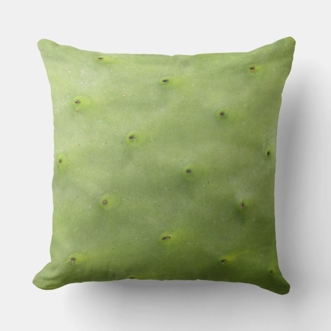 Tropical Green Cactus Photo Outdoor Pillow (Front)