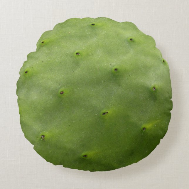 Tropical Green Cactus Photo Round Pillow (Front)