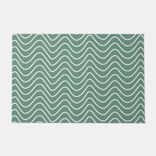 Tropical Green Chevron Pattern Minimal Zigzag Doormat