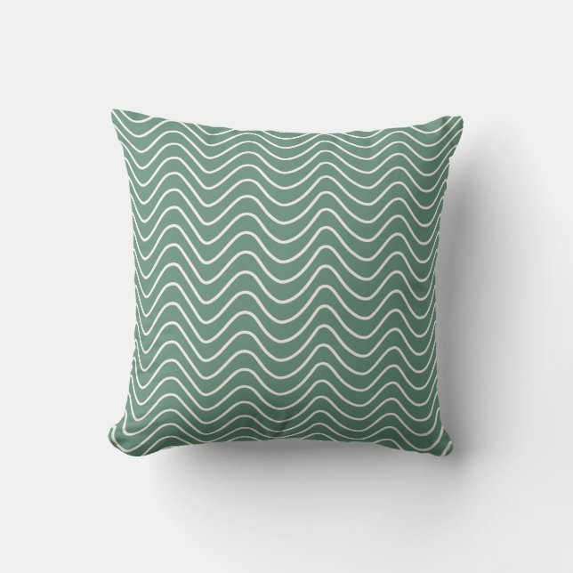 Tropical Green Chevron Pattern Minimal Zigzag Throw Pillow (Front)