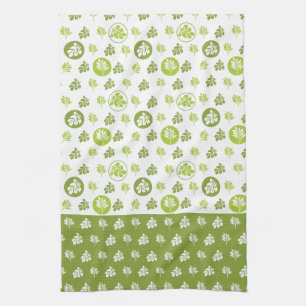 Tropical Green Circle Leaf Pattern Design Kitchen Towel