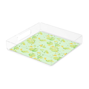 Tropical Green Citrus SUMMER Orange lemon Slice Acrylic Tray
