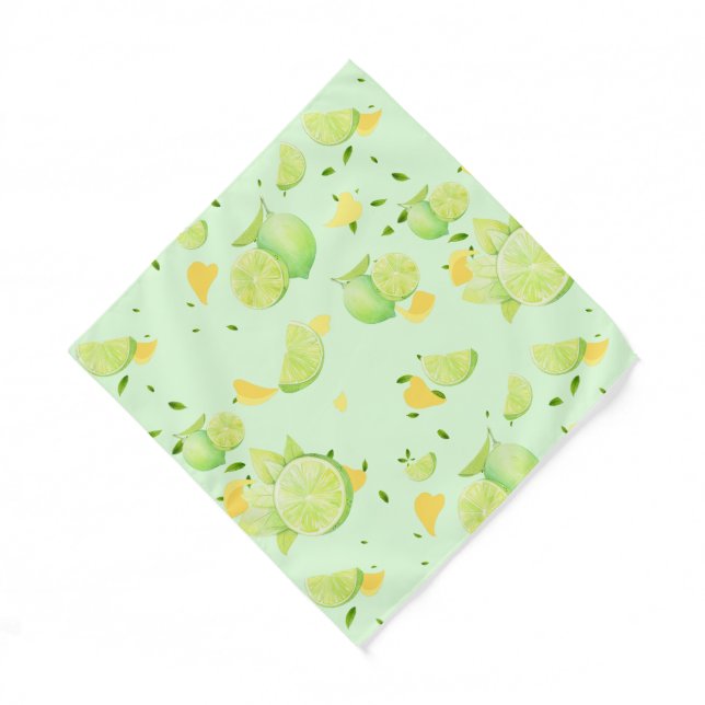 Tropical Green Citrus SUMMER Orange lemon Slice Bandana (Front)