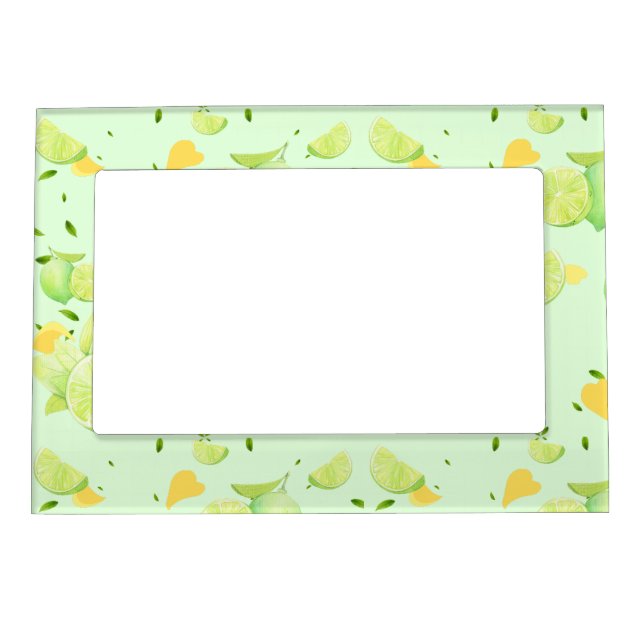 Tropical Green Citrus SUMMER Orange lemon Slice Magnetic Frame (Front)