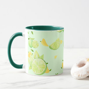 Tropical Green Citrus SUMMER Orange lemon Slice Mug