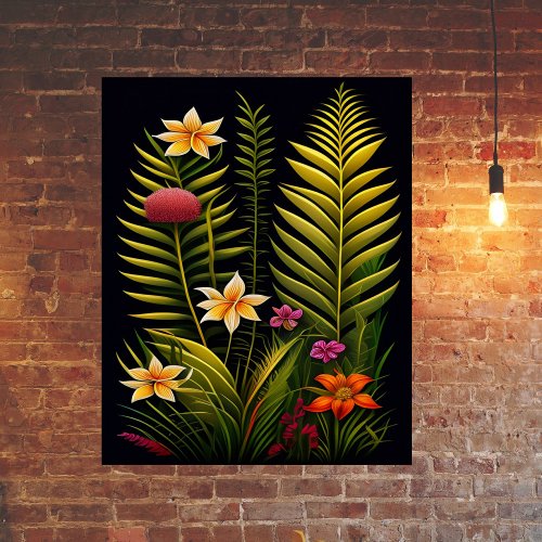 Tropical Green Floral Artwork Poster