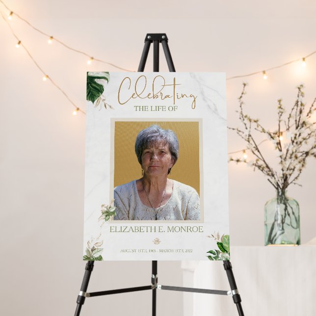 Tropical Green Flower Funeral Poster (In Situ (Stand))