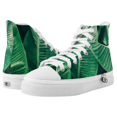Tropical Green Foliage High-top Sneakers