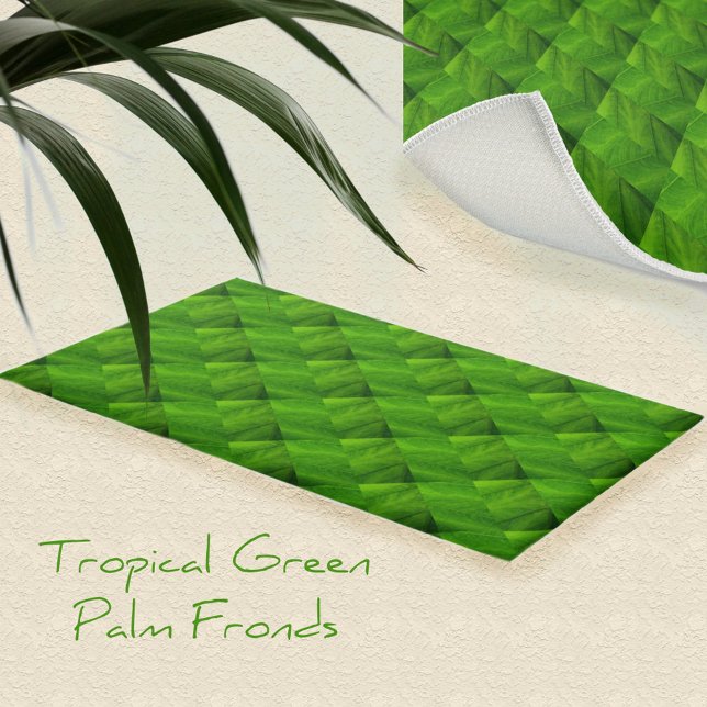 Tropical Green Foliage Leaves Geometric Pattern Outdoor Rug (Creator Uploaded)