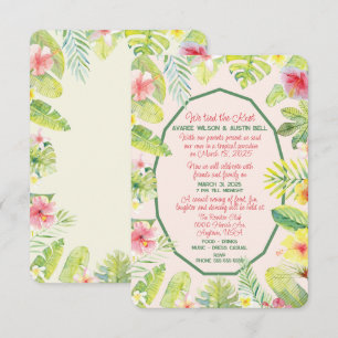 Tropical Green Foliage Red Hibiscus Invitation