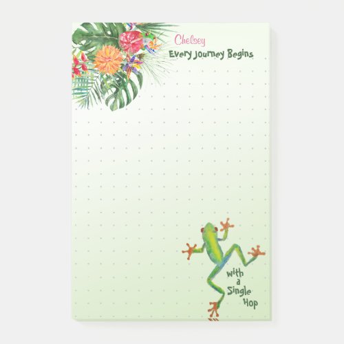 Tropical Green Frog Journey Begins Inspire Name Post_it Notes