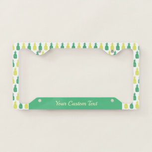 Tropical Green Gold Pineapple Fruit Custom License Plate Frame