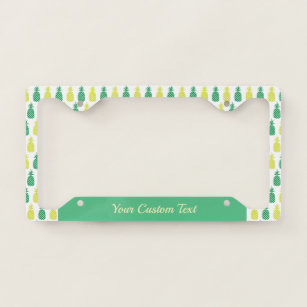 Tropical Green Gold Pineapple Fruit Custom License Plate Frame