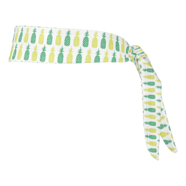 Tropical Green Gold Pineapple Pattern Exotic Tie Headband (Rotate 90)
