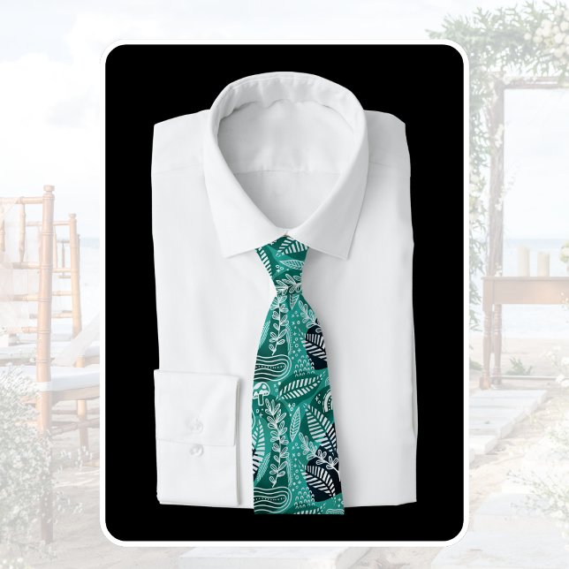 Tropical Green Jungle Leaves Neck Tie (Creator Uploaded)