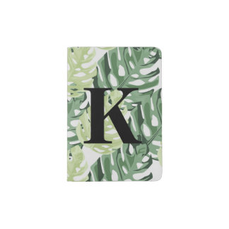 Tropical Green Jungle Monstera Leaves Pattern Passport Holder