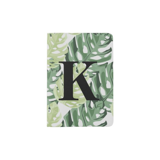 Tropical Green Jungle Monstera Leaves Pattern   Passport Holder (Front)